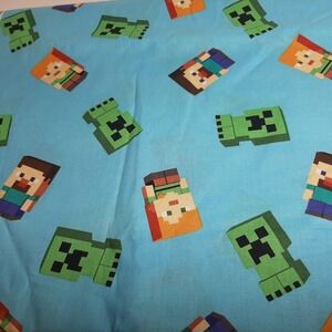Minecraft Cotton Fabric Quilting 100% Cotton 2 yards Blue Background